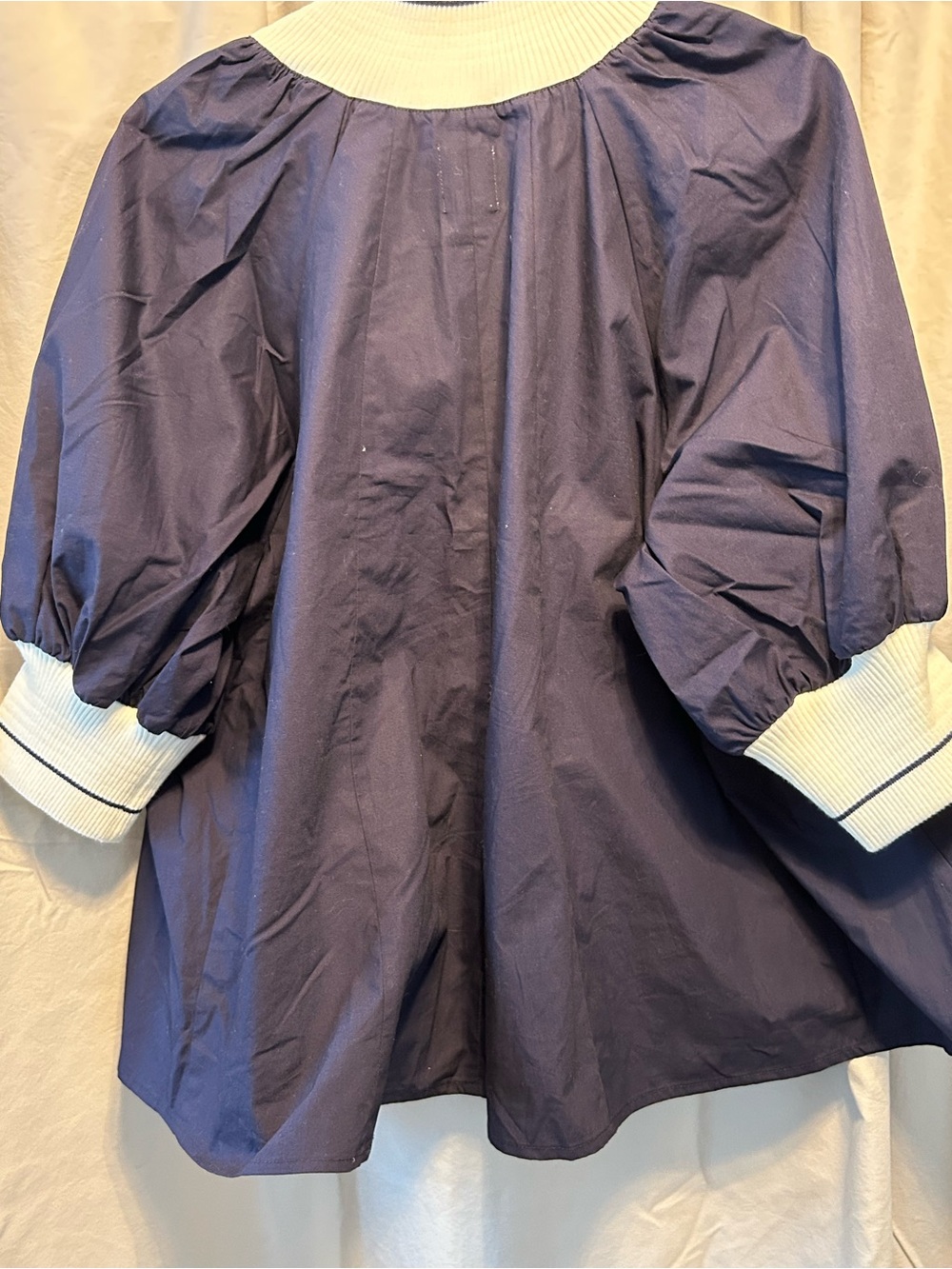 Maeve Navy Pullover with Cream Trim and Gold Zipper - Picture 5 of 5